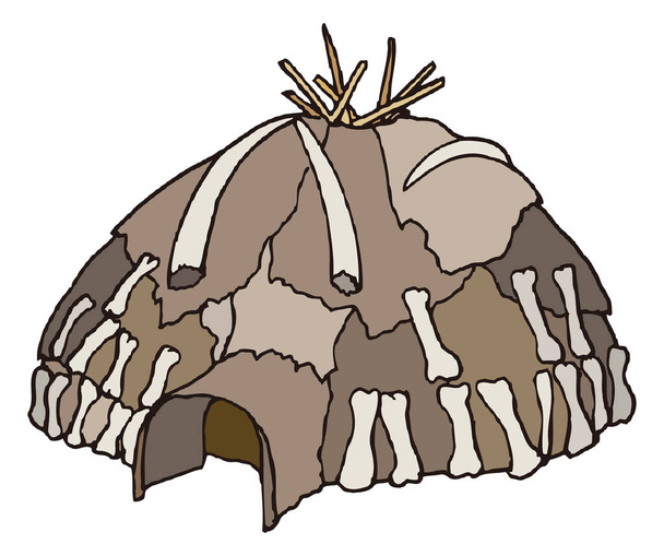 casa antica caverna uomo dinosauro antico vettore illustrazione trasparente sfondo - Vettoriali, immagini