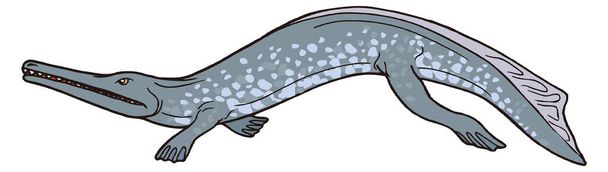 dinosaure de poisson crocodile metriorhynchus illustration vectorielle antique fond transparent - Vecteur, image