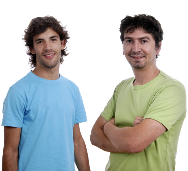 Deux jeunes hommes décontractés portrait isolé sur fond blanc
 - Photo, image