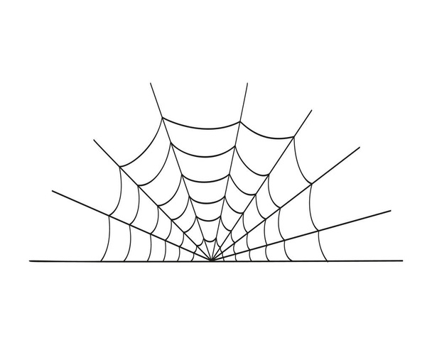 白い背景に孤立したコブ状のアイコン。スパイダーウェブテクスチャ、ハロウィーンパーティーの装飾のための要素。ベクトルアウトライン図 - ベクター画像