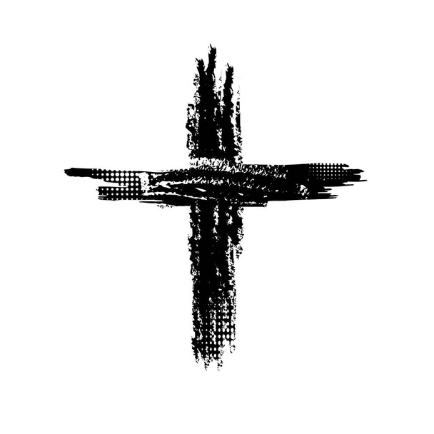 Black blotted cross. Vector illustration - Vector, Image