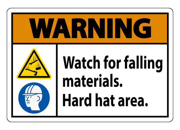 Reloj de señal de advertencia para materiales que caen, área de sombrero duro - Vector, imagen
