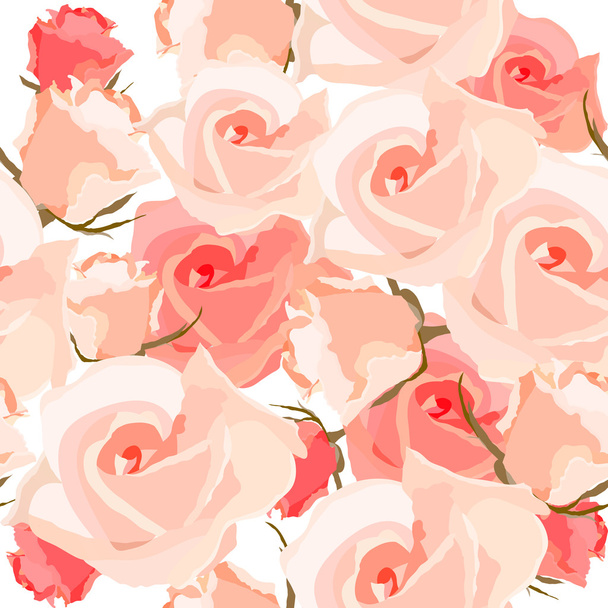 Seamless light romantic pattern with pink roses - Vektor, kép