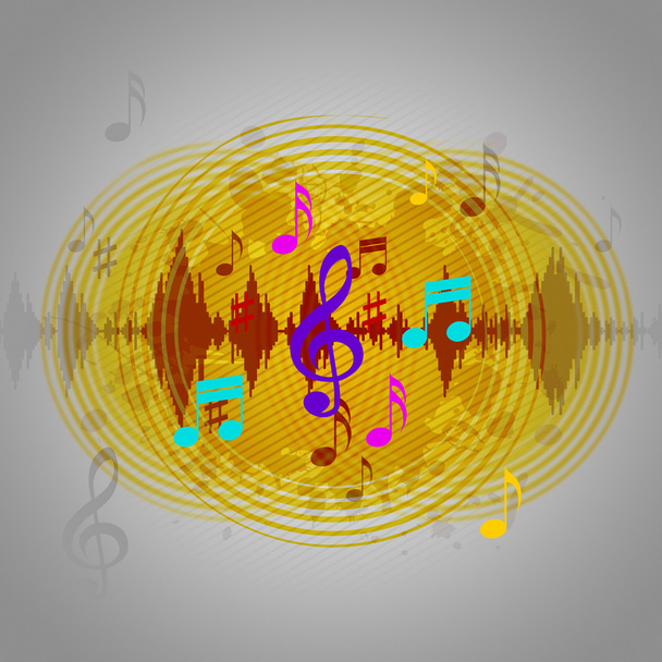 黄色い音楽バック グラウンド再生ディスクまたは tun を意味します - 写真・画像