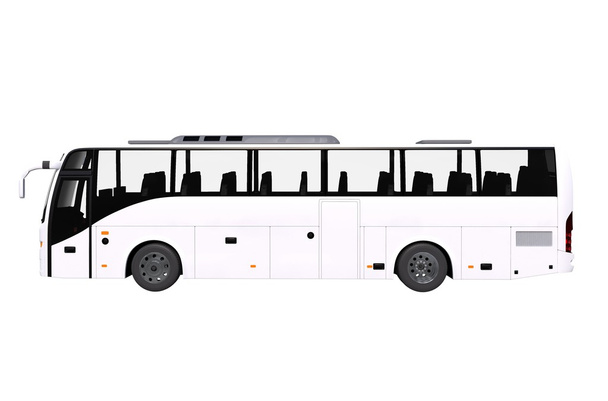 weißer Bus Seitenansicht isoliert - Foto, Bild
