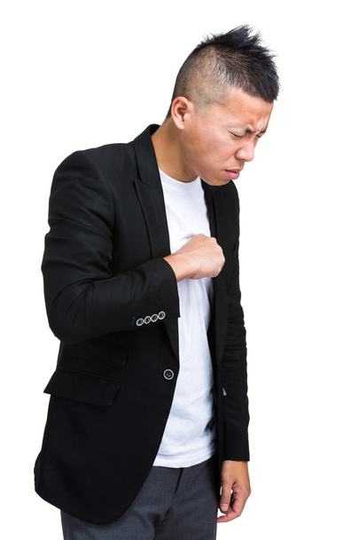 Business man with serious cough - 写真・画像