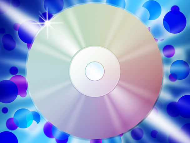 CD achtergrond betekent luisteren naar liedjes en blauwe zeepbel - Foto, afbeelding
