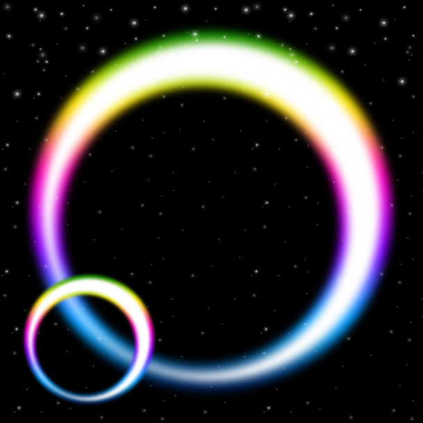 Rainbow Circles Background Shows Colorful Bands In Spac - Photo, Image