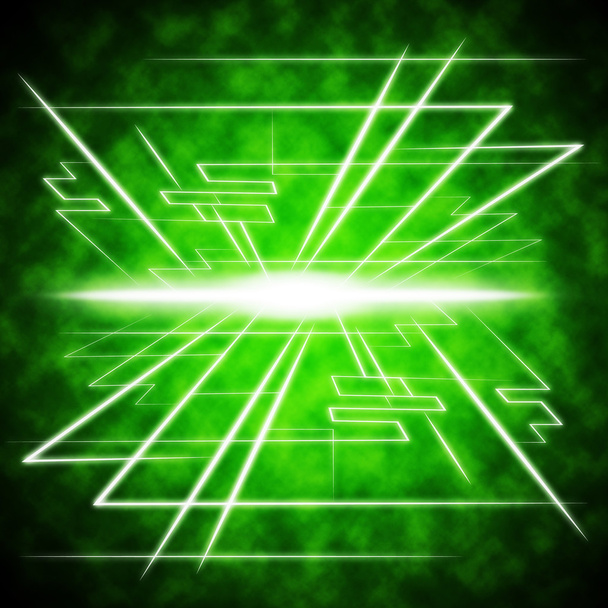 Green Brightness Background Shows Radiance And Line - Photo, Image