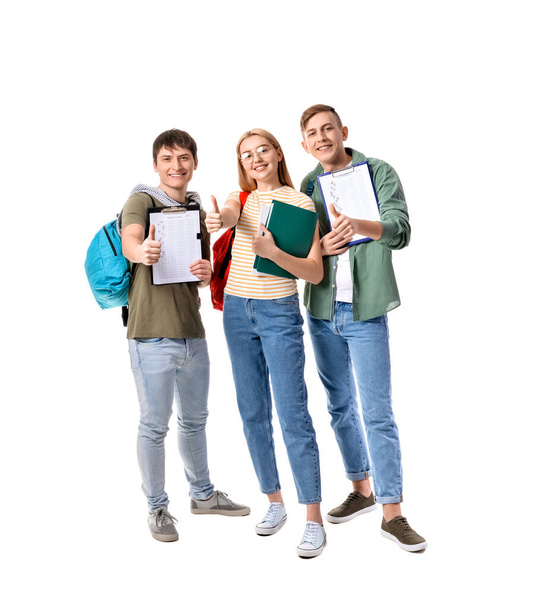 Group of students showing thumb-up on white background - Foto, immagini