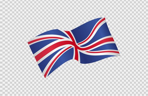 Waving flag of  UK isolated  on png or transparent  background,Symbols of  United Kingdom,Great Britain,template for banner,card,advertising ,promote, TV commercial, ads, web, vector illustration   - Vector, Image