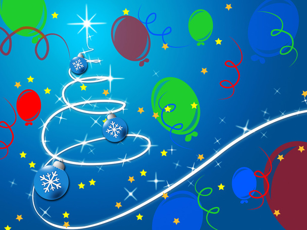 μπλε χριστουγεννιάτικο δέντρο φόντο δείχνει Δεκέμβριο διακοπές και μπάλλο - Φωτογραφία, εικόνα