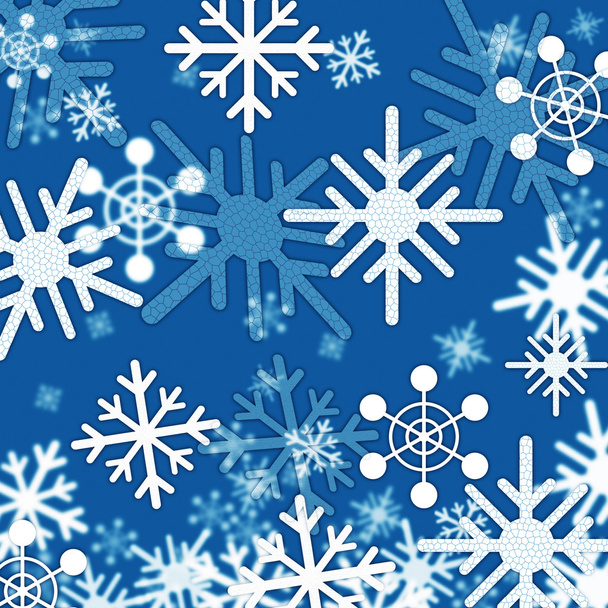 青色の背景に冬表示され凍結した雪の結晶 - 写真・画像