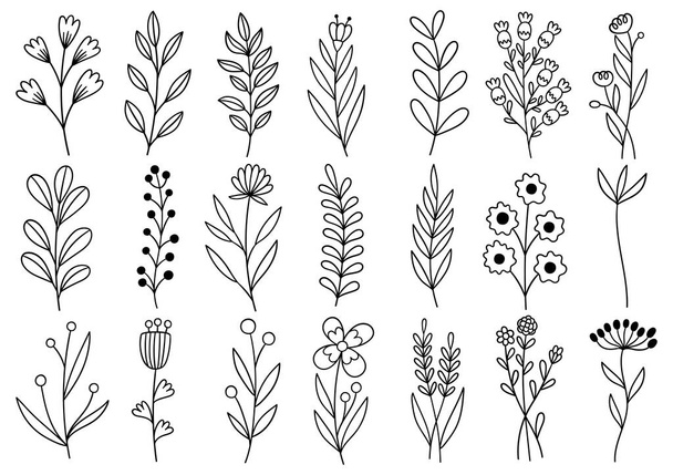 0384 hand drawn flowers doodle - Vector, Image