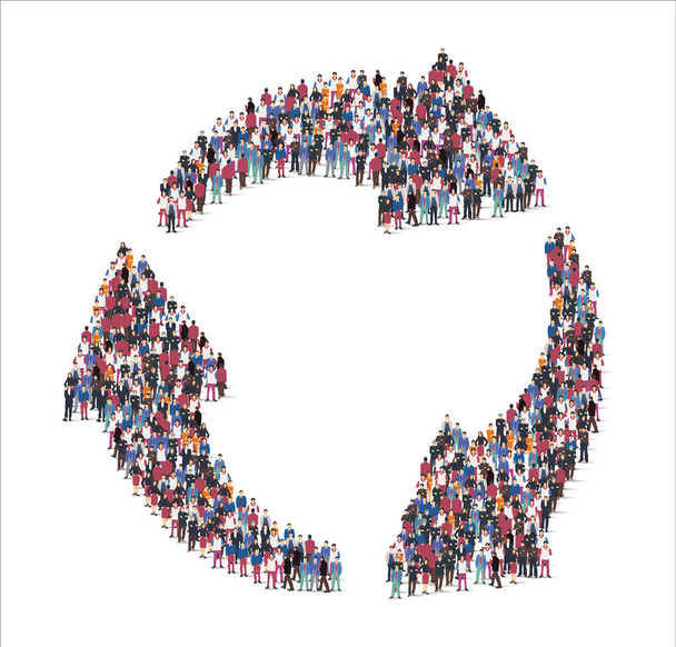 Lidé a obchodní skupina v podobě cirkulujícího symbolu - Vektor, obrázek