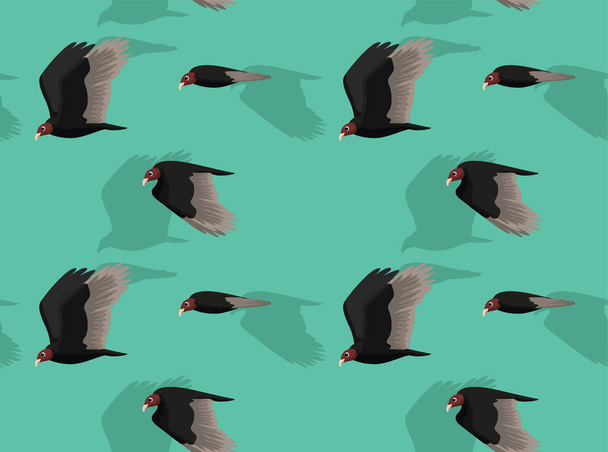 Turkey Vulture Flying Animate Cartoon Vector Seamless Background Wallpaper-01 - Vector, Imagen