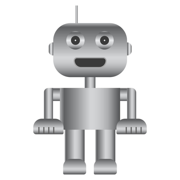 Robot semplice con gradiente grigio isolato su bianco. Icona del droide. Illustrazione vettoriale. - Vettoriali, immagini
