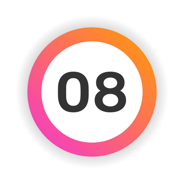 Number 8 symbol. Eight icon sign on round button design. - Vector, Image