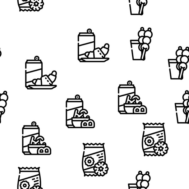 Snacks Food And Drink Vector Seamless Pattern - Vector, Image