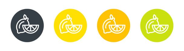 Fresh sliced yellow lemon fruits icon set. Green lime symbol. - Vector, Image