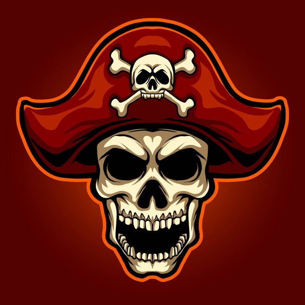 head pirate skull mascot illustratio - Vector, Imagen
