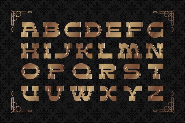 Old school western style typeface with seamless pattern background - ベクター画像