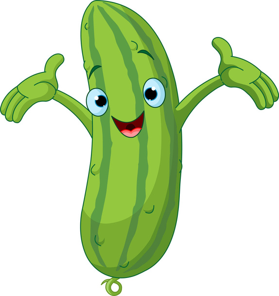 Cartoon cute Cucumber presenting something - Вектор,изображение