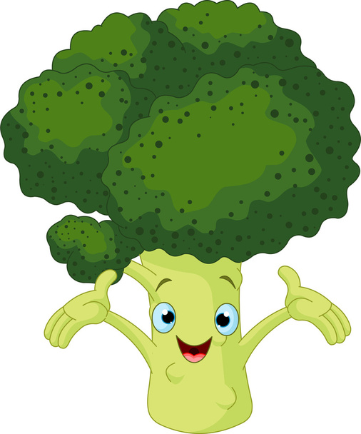 Cartoon cute Broccoli presenting something - Vektori, kuva