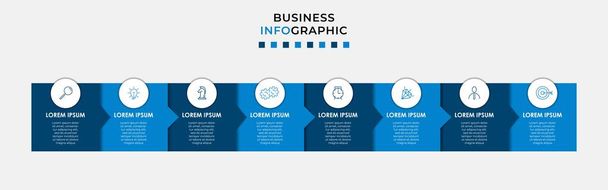 Вектор Инфографический дизайн иллюстрация бизнес-шаблон с иконками и 8 вариантов или шагов. Может использоваться для процессов, презентаций, компоновки рабочего процесса, баннера, блок-схемы, инфо-графика - Вектор,изображение