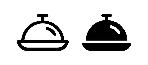 Icona Cloche service plate in bianco e nero. Simbolo pasto - Vettoriali, immagini
