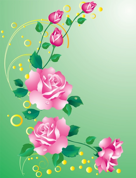 Abstract background with ornaments and pink roses - Vector, Imagen