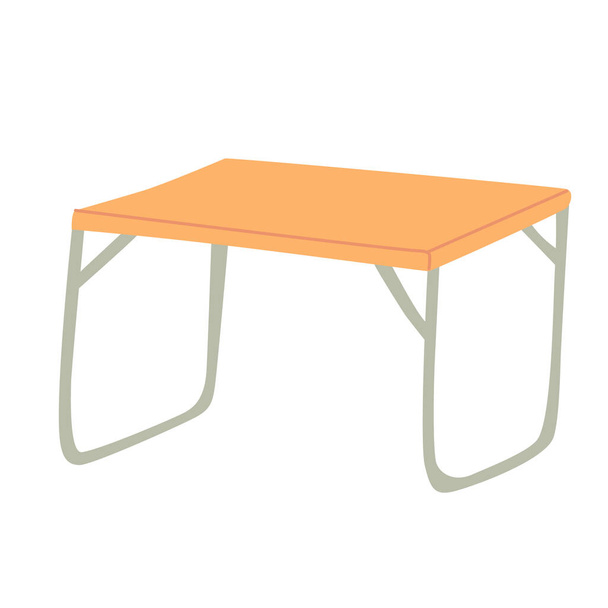 折り畳み式のキャンプテーブル。手描きのフラットベクトルイラスト。キャンプ用具。屋外家具. - ベクター画像