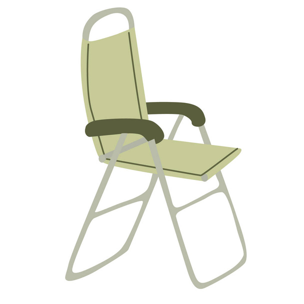 Folding camp chair. Hand drawn flat vector illustration. Camping equipment.	 - Vector, afbeelding