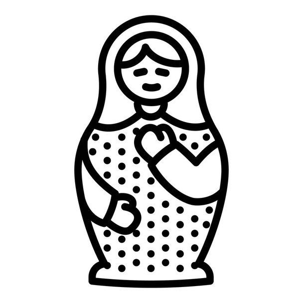 Cute nesting doll icon, outline style - ベクター画像