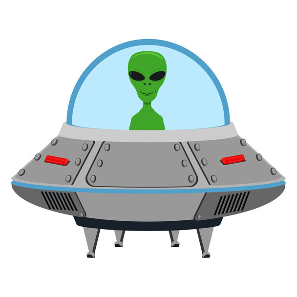 An alien in a spaceship. Vector illustration on a white background. - Vektori, kuva