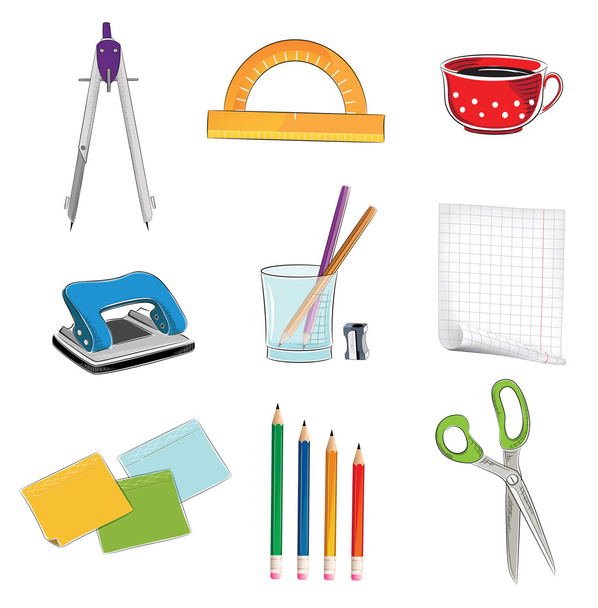 Office supplies icons - Vector, Image
