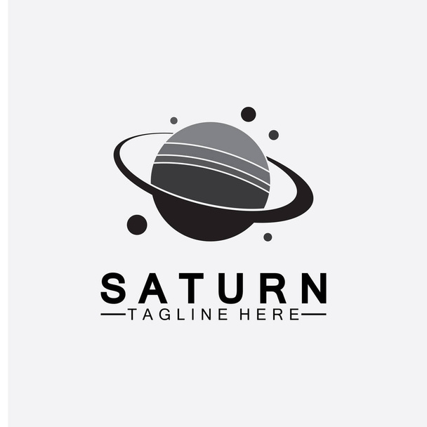 Návrh vektorových ilustrací loga planety Saturn. Šablona loga planety. Vektor loga mezery - Vektor, obrázek