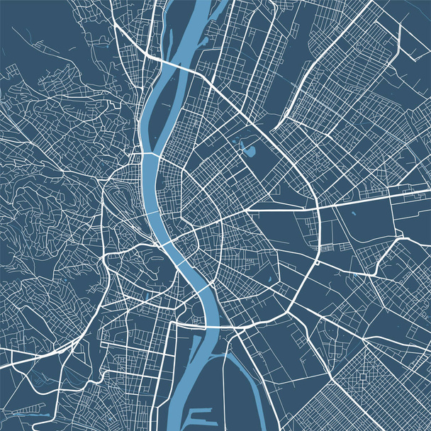 Детальный плакат с картой административного района Будапешта. Панорама города. Декоративная графическая туристическая карта территории Будапешта. Векторная иллюстрация без авторского вознаграждения. - Вектор,изображение