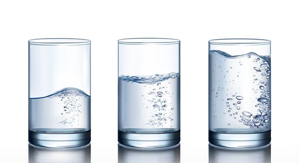 Set of glasses with water on a white background. vector illustration - Vektör, Görsel