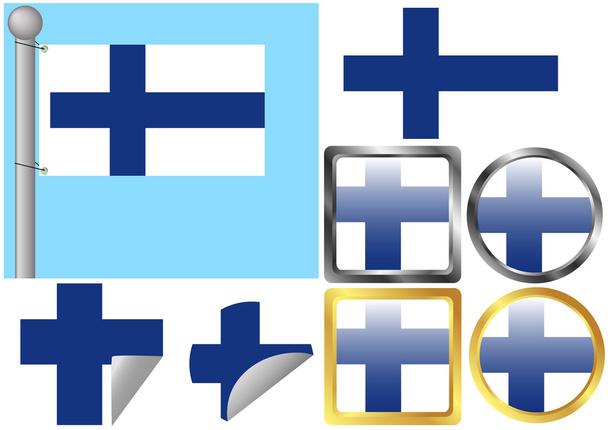 ustawiona flaga Finlandia - Wektor, obraz
