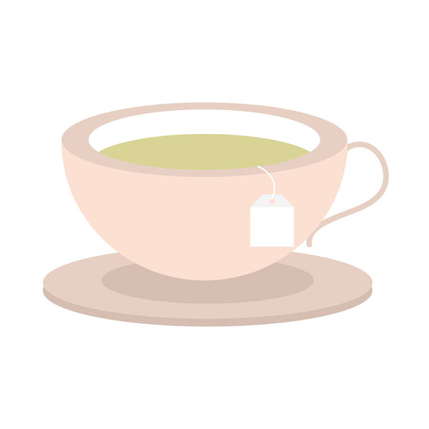 filiżanka herbaty na naczyniu - Wektor, obraz