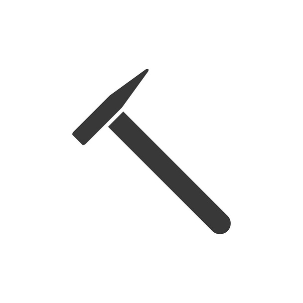 Hammer icon. Black hummer silhouette. Work repair tool. Vector illustration isolated on white. - Vector, Imagen
