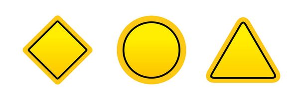 Gele pictogram set. Vervoersveiligheid lege symbool collectie. Vierkante, cirkel en driehoek verkeerssymbolen. Vector geïsoleerd op wit - Vector, afbeelding