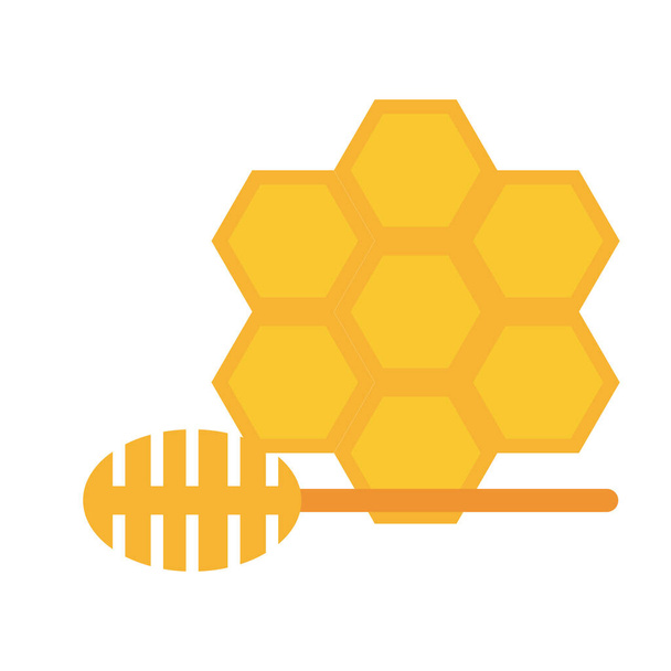 honing bijenkorf lepel - Vector, afbeelding