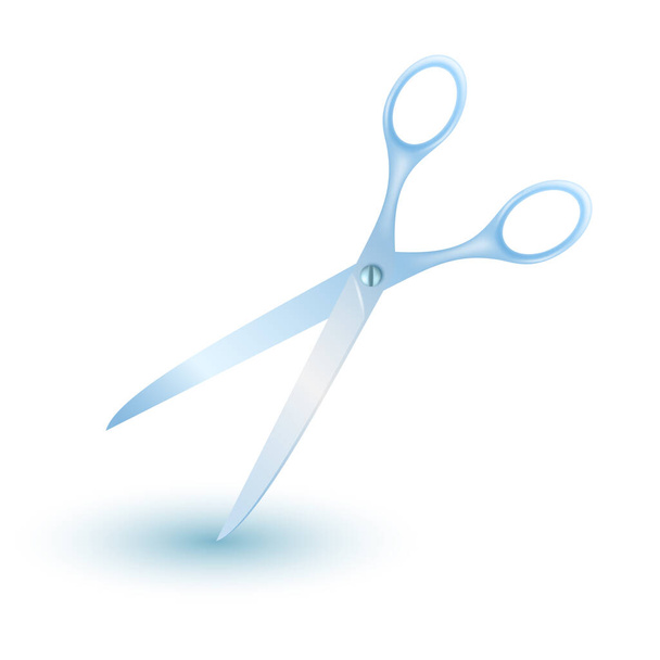 Vector realistic steel scissors on a white background - Vetor, Imagem