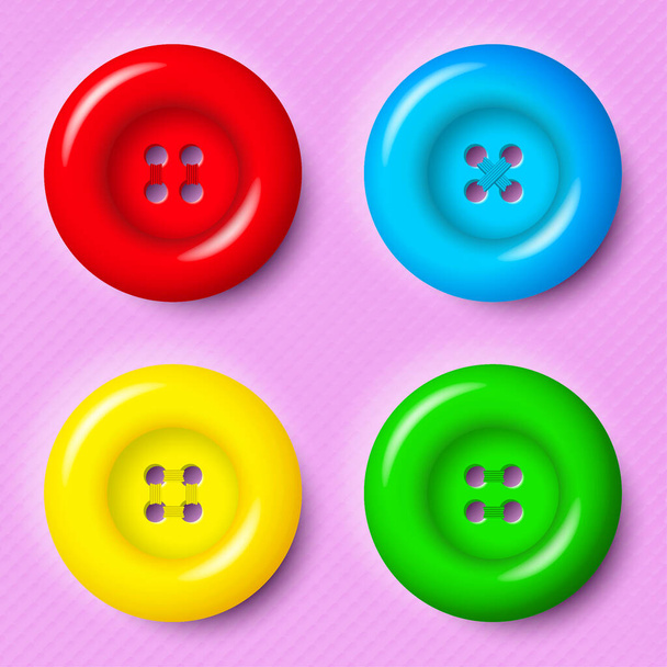 ピンクを基調にしたベクトルカラーのプラスチックボタン。現実的なベクトル図. - ベクター画像