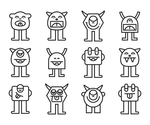 смешной и симпатичный набор символов монстра - Вектор,изображение