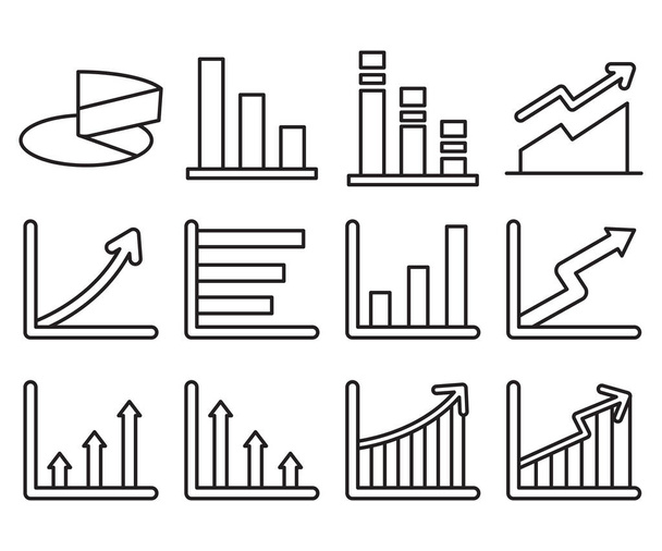 data graph and chart icons set - Vector, afbeelding