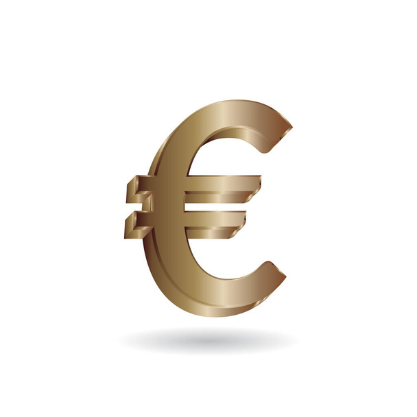 3D Διάνυσμα απεικόνιση του χρυσού σήματος ευρώ απομονώνονται σε λευκό φόντο χρώμα. Σύμβολο νομίσματος της Ευρωπαϊκής Ένωσης. - Διάνυσμα, εικόνα
