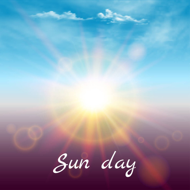 Space for banner text on a background of blue sky and sun. Realistic vector banner with blue sky. - Vector, Image